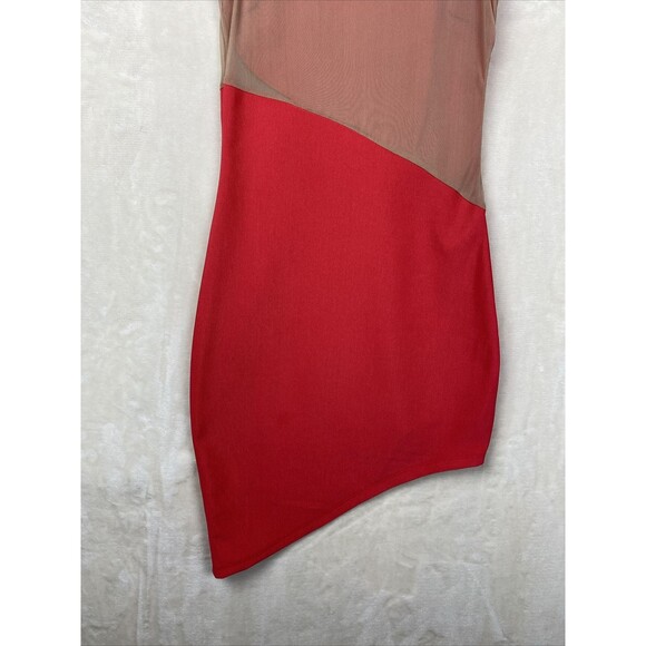 Vintage 70s Winwin Bodycon Dress Womens Small Knit Stretch Asymmetrical Party - Picture 8 of 11
